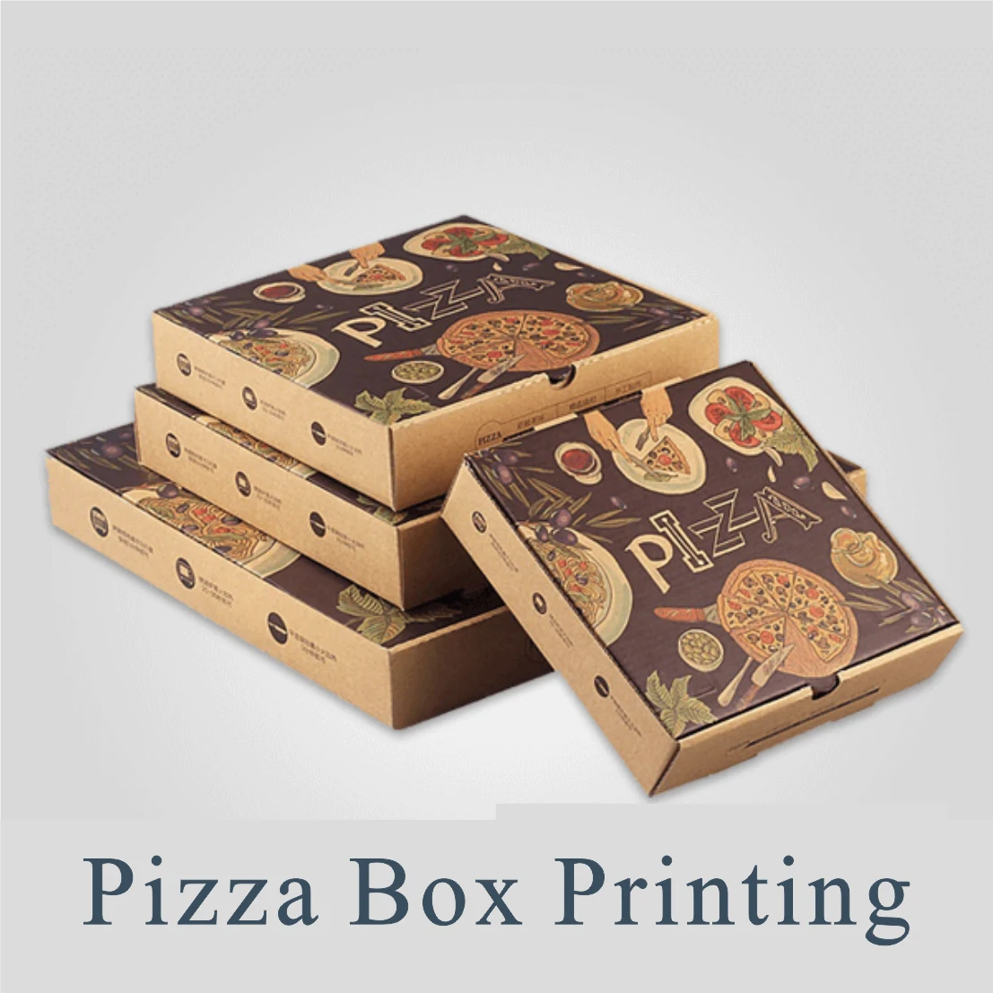 Stacked restaurant packaging boxes