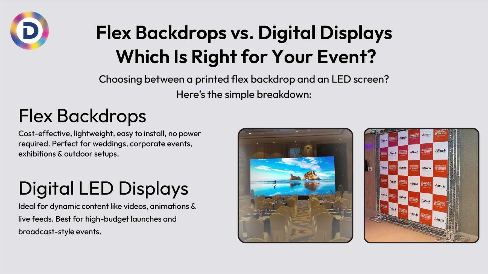 Flex Backdrops vs. Digital Displays: Which Is Right for Your Event?