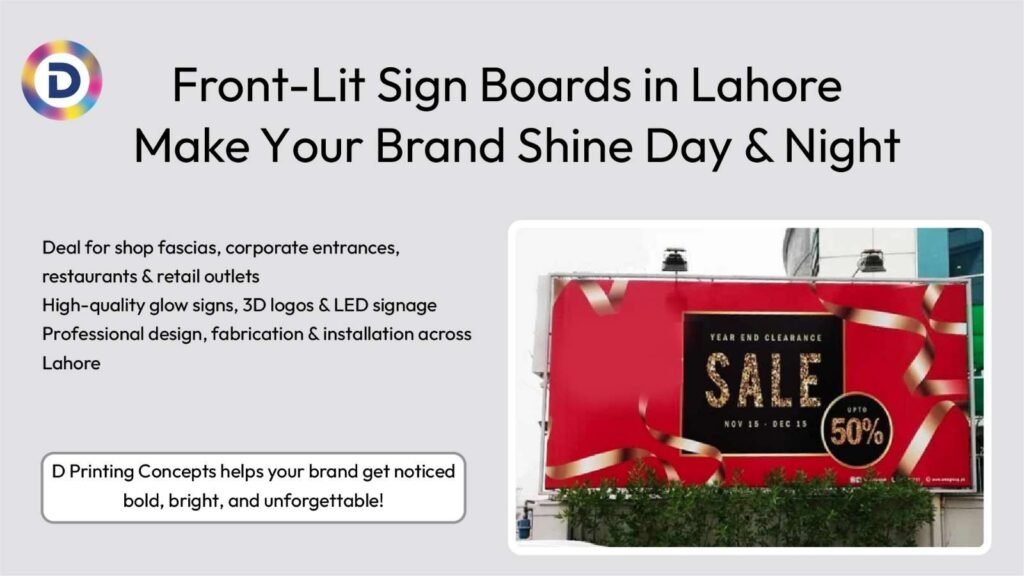 Front Lit Sign Board in Lahore