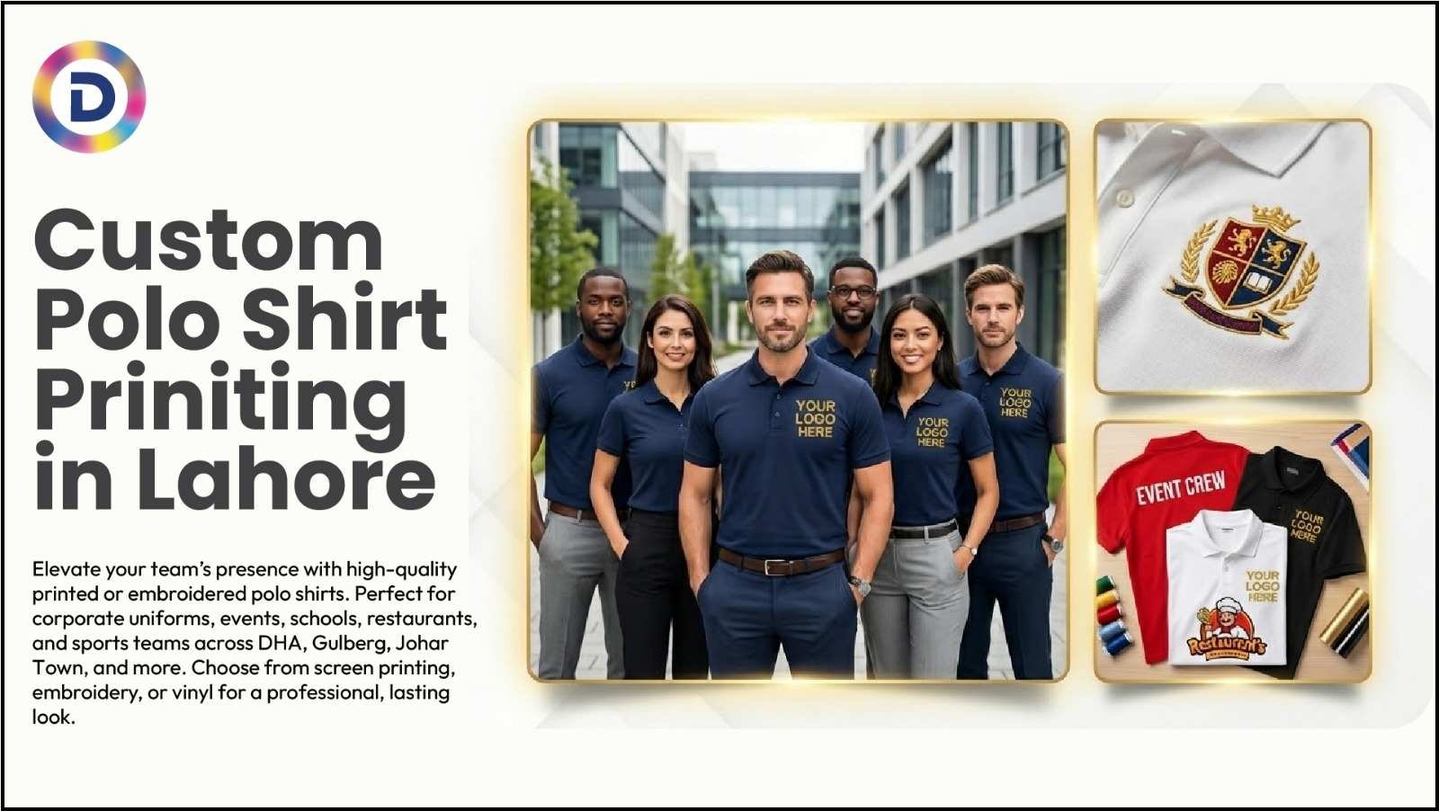 Get Custom Polo Shirt Printing in Lahore Contact D Printing Concepts Today