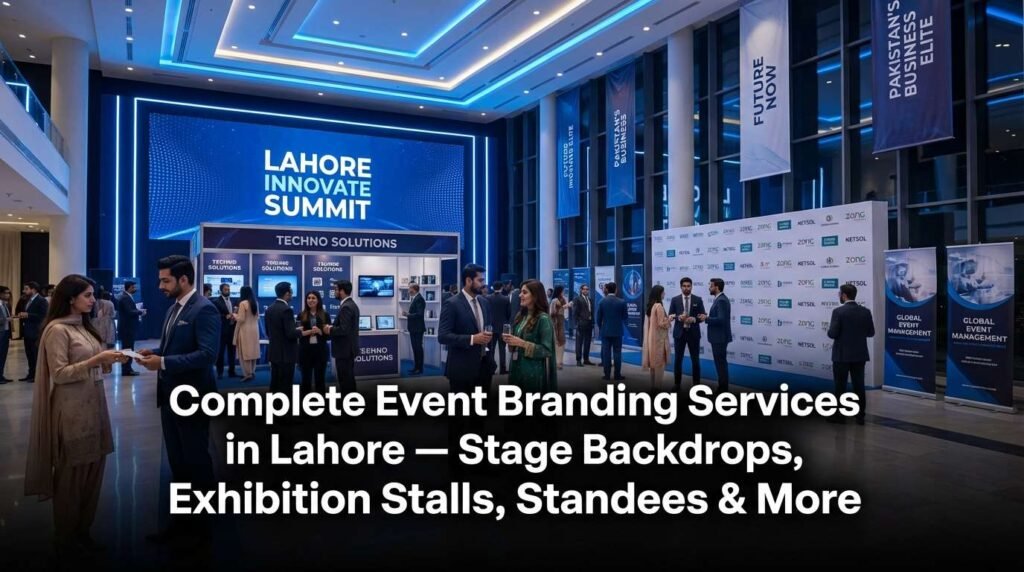 Complete Event Branding Services in Lahore — Stage Backdrops, Exhibition Stalls, Standees & More