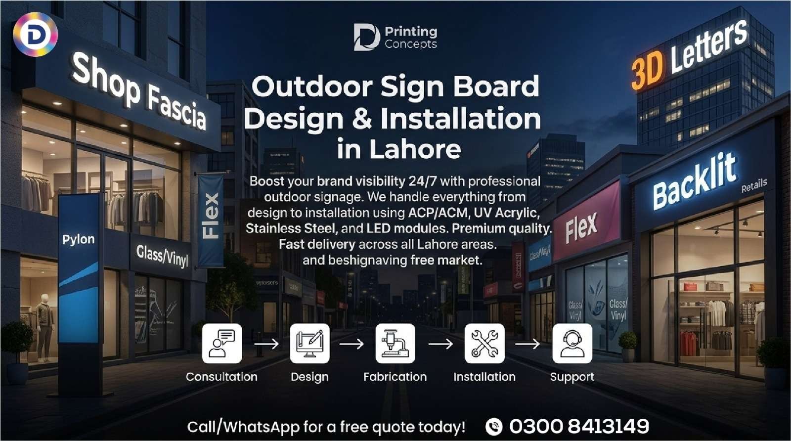 Outdoor Sign Board Design in Pakistan
