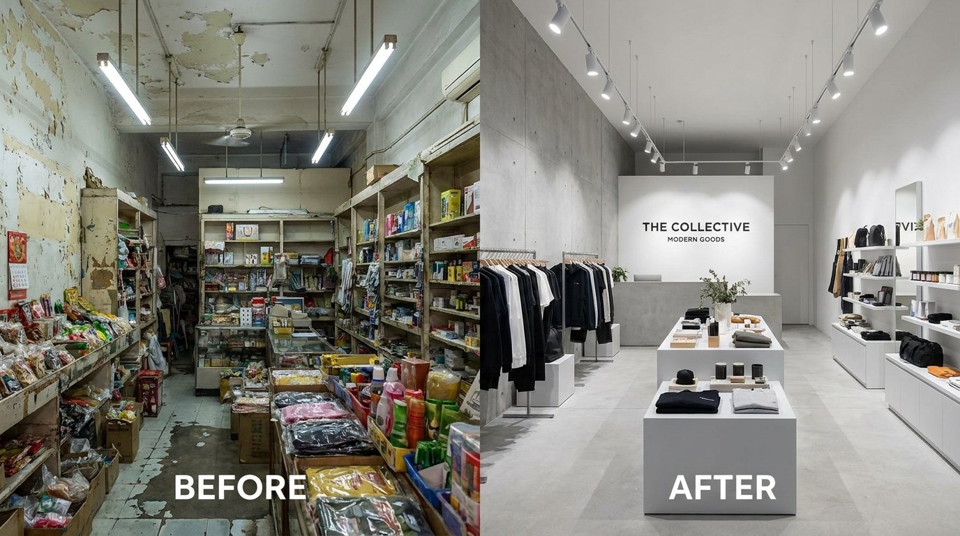 shop renovation in Lahore before and after modern retail store transformation