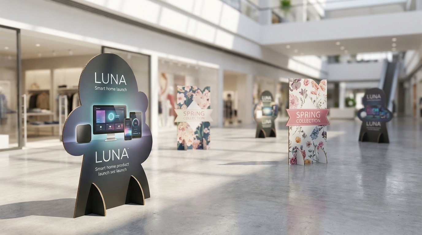 promotional cutout branding displays for retail stores and event marketing